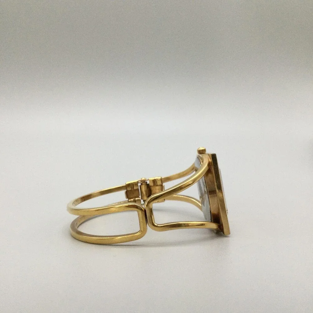 Anne Klein II Womens Watch 30mm Square Dial Gold Tone Bangle New Battery 6.75